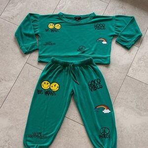 Flowers by Zoe Green Good Vibes Sweat suit set  sz 6x